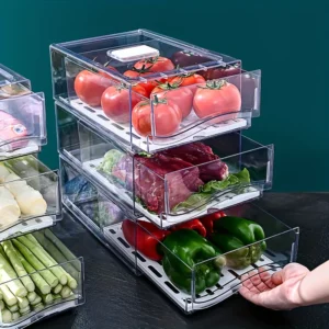 1pcKitchen refrigerator storage box drawer type fresh-keeping box eggs and meat food frozen finishing storage box 1