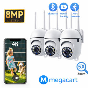Smart Indoor WiFi Surveillance Camera 8MP HD Home Monitoring Device with Auto Motion Follow, 5X Zoom & Alert System