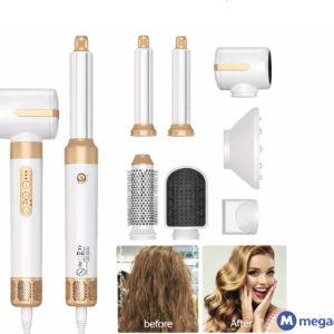 7-in-1 Professional Hair Styling Tool Set – 1400W High-Power Hair Dryer with Curling, Straightening & Volumizing Attachments